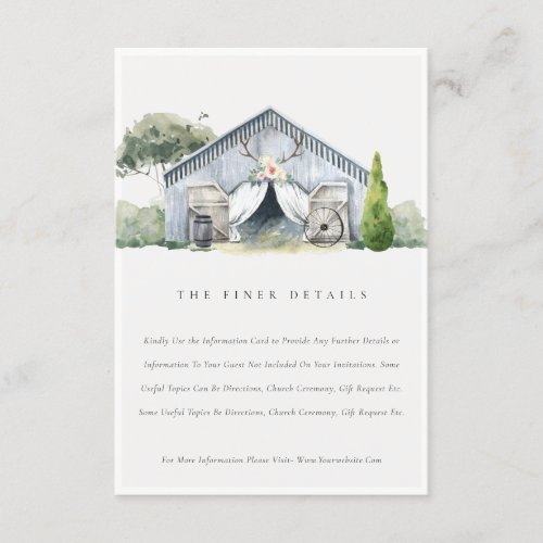 Pastel Rustic Barnyard Farm Theme Wedding Details Enclosure Card