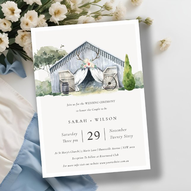 Pastel Rustic Barnyard Farm Theme Wedding Invite (Creator Uploaded)