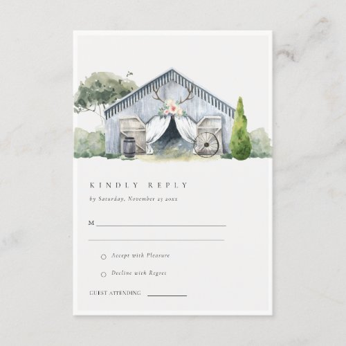 Pastel Rustic Barnyard Farm Theme Wedding RSVP Enclosure Card