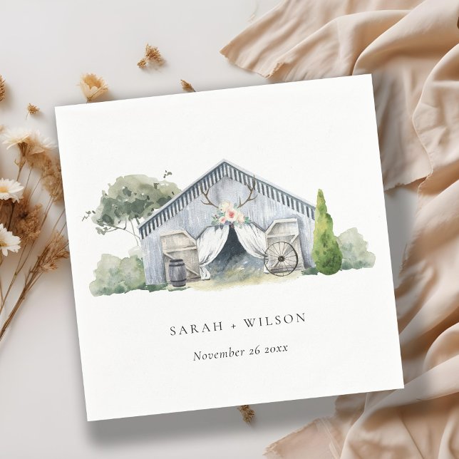 Pastel Rustic Dusky Barnyard Farm Theme Wedding Napkins (Creator Uploaded)