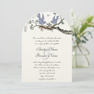 Pastel Rustic Grove Lavender Vintage Birds Wedding Invitation