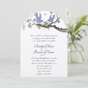 Pastel Rustic Grove Lavender Vintage Birds Wedding Invitation