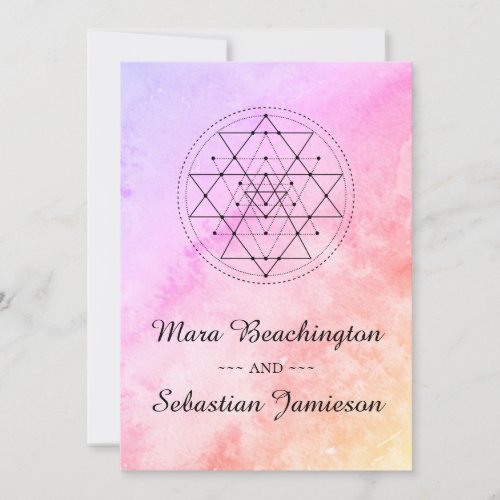 *~* Pastel Sacred Geometry Watercolor Wedding Invitation