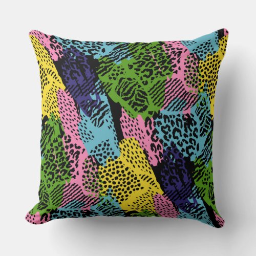 Pastel Safari Animal Print Throw Pillow
