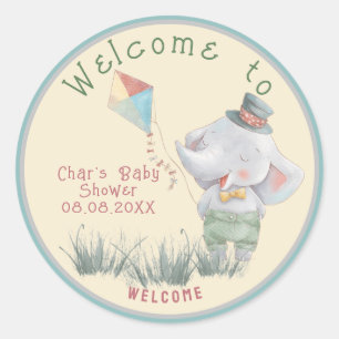 Pastel Safari Animals Personalized Baby Shower Cla Classic Round Sticker