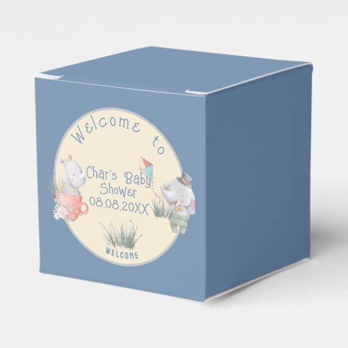 Pastel Safari Animals Personalized Baby Shower Favor Boxes
