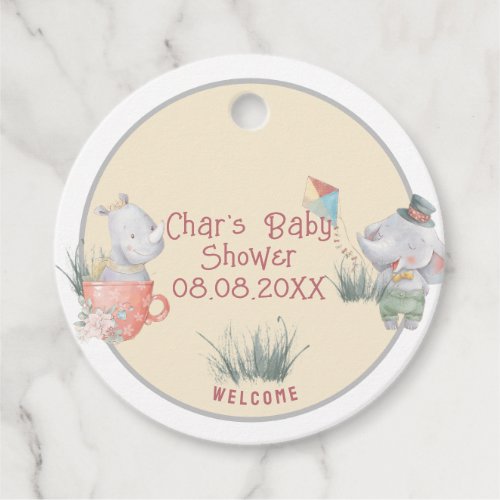 Pastel Safari Animals Personalized Baby Shower Favor Tags