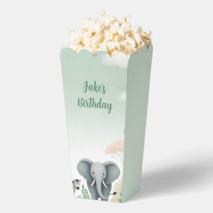 Pastel Safari Jungle Popcorn Favor Boxes