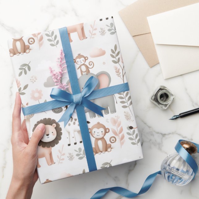 Pastel Safari Kids Wrapping Paper (Gifting)