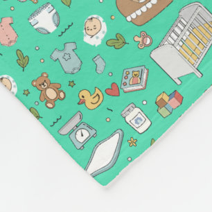 Pastel Sage Green Baby Nursery Pattern Banket Fleece Blanket