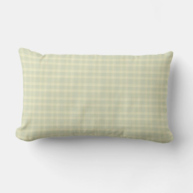 Pastel Sage Green & Cream Indoor Lumbar Pillow (Front)
