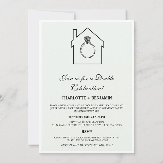 Pastel Sage Green Housewarming &Engagement Party Invitation (Front)