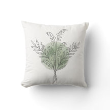 Pastel Sage Green Line Art Lily of the Valley