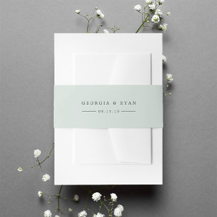 Pastel Sage Green Personalized Wedding Invitation Belly Band