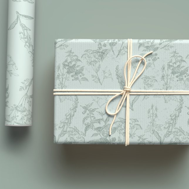Pastel & Sage Green Poison Flower Botanicals Wrapping Paper Sheets (Creator Uploaded)