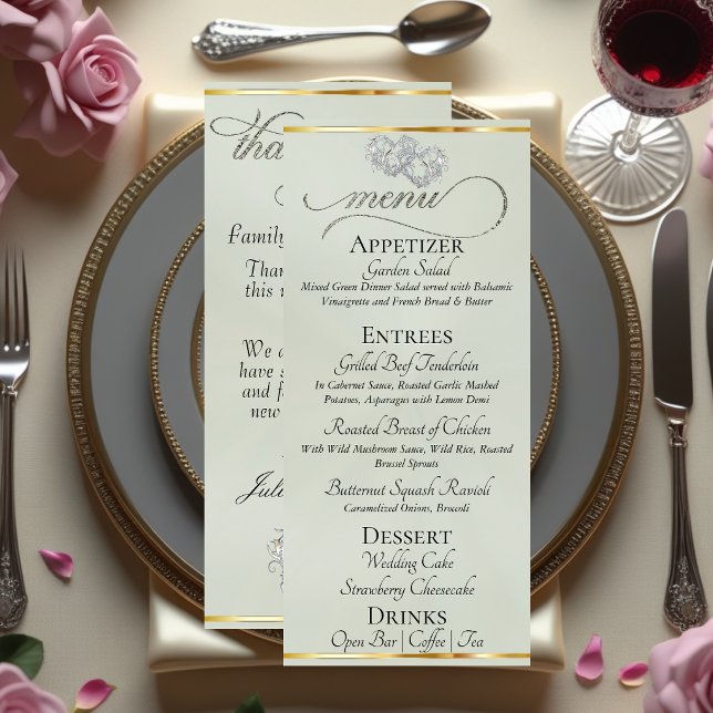 Pastel Sage/Silver - Hearts & Thank You Menu (Creator Uploaded)