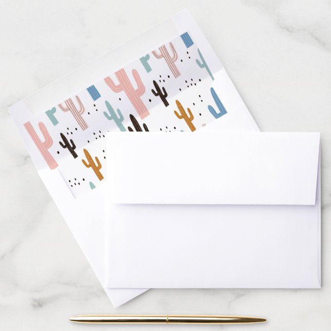 Pastel Saguaro Cactus Pattern Envelope Liner (Desk)