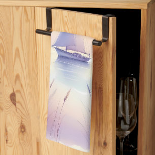 Pastel Sailboat Coastal Dreamscape Kitchen Towel