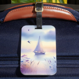 Pastel Sailboat Coastal Dreamscape Luggage Tag