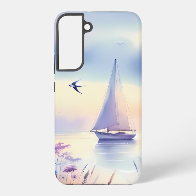 Pastel Sailboat Coastal Dreamscape Samsung Galaxy Case (Back)