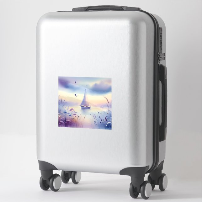Pastel Sailboat Coastal Dreamscape Sticker (Suitcase)