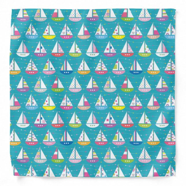 Pastel Sailboat Pattern Bandana (Front)