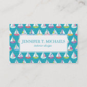 Pastel Sailboat Pattern Business Card (Front)