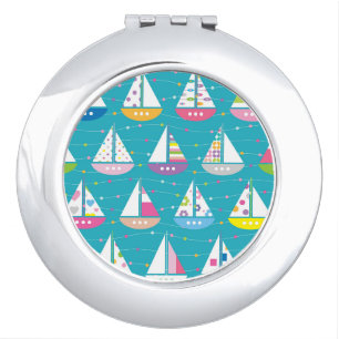 Pastel Sailboat Pattern Compact Mirror