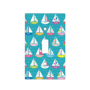 Pastel Sailboat Pattern Light Switch Cover