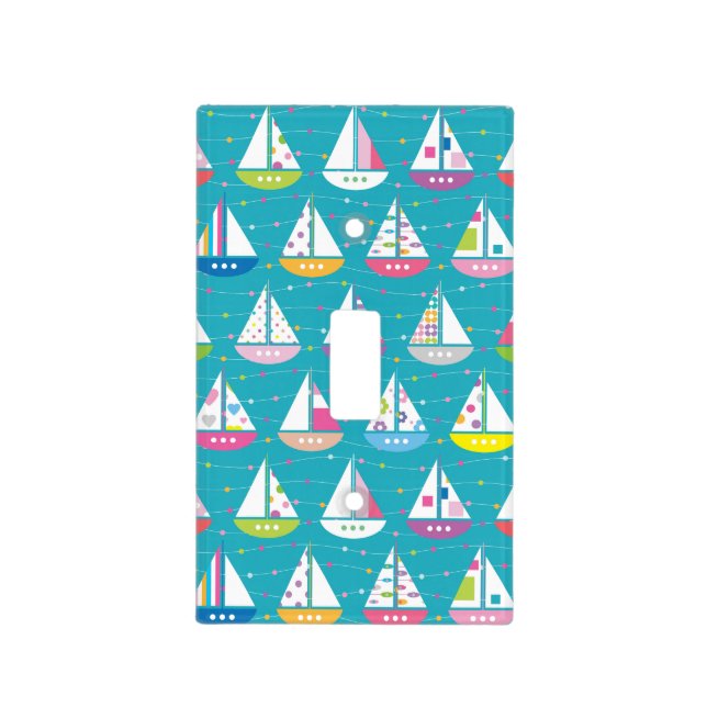 Pastel Sailboat Pattern Light Switch Cover (Front)
