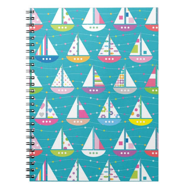Pastel Sailboat Pattern Notebook (Front)