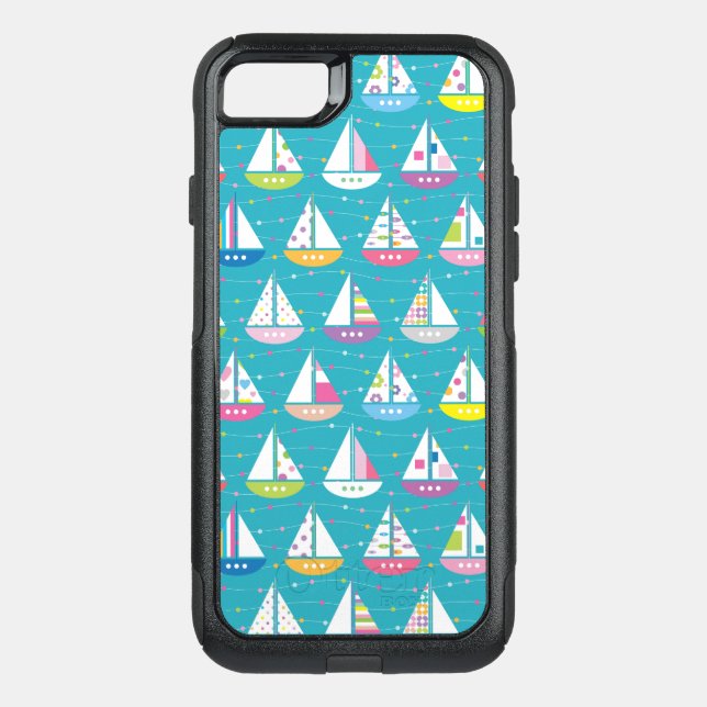 Pastel Sailboat Pattern Otterbox iPhone Case (Back)