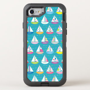 Pastel Sailboat Pattern OtterBox Defender iPhone SE/8/7 Case