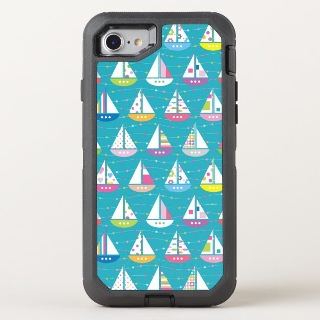 Pastel Sailboat Pattern Otterbox iPhone Case (Back)