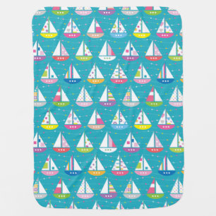Pastel Sailboat Pattern Swaddle Blanket