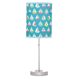 Pastel Sailboat Pattern Table Lamp
