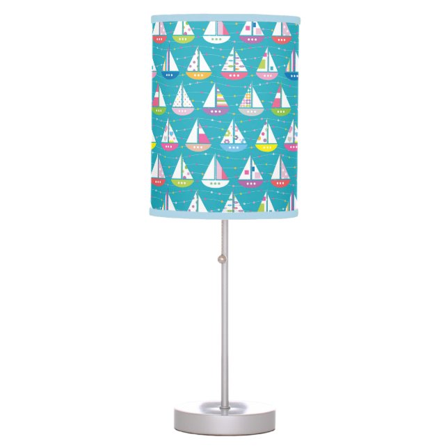 Pastel Sailboat Pattern Table Lamp (Front)