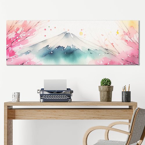 Pastel Sakura Japanese Mountain Landscape Art  Canvas Print