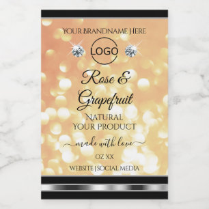 Pastel Salmon Glitter Product Labels Diamonds Logo