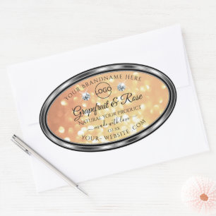 Pastel Salmon Glitter Product Labels Diamonds Logo