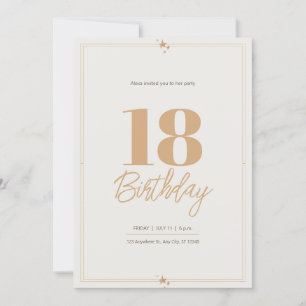 Pastel sand beige elegant 18'th birthday invitation