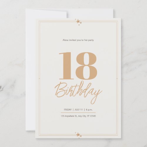 Pastel sand beige elegant 18th birthday invitation