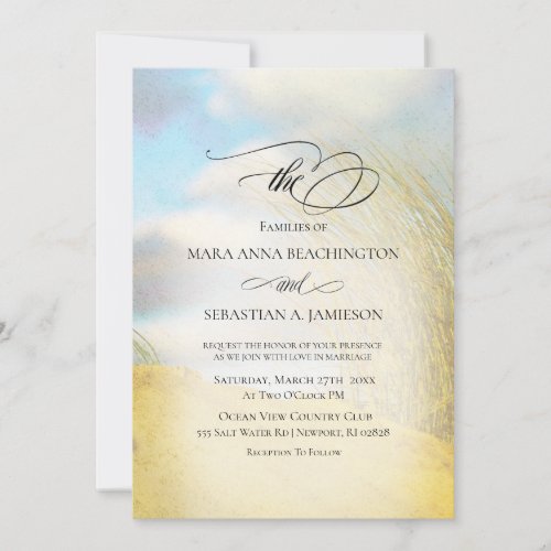  Pastel Sand Dune Beach Grass  Wedding Invitation