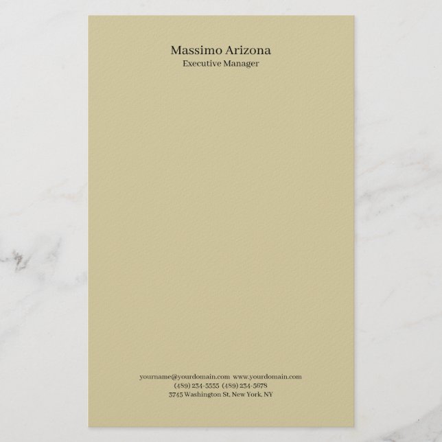 Pastel Sand Plain Professional Modern Minimalist Stationery (Front)