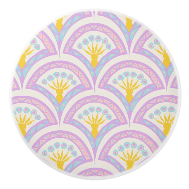 Pastel Scallop Pattern Ceramic Knob (Front)