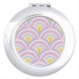 Pastel Scallop Pattern Compact Mirror