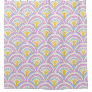 Pastel Scallop Pattern Shower Curtain