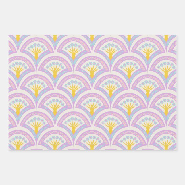 Pastel Scallop Pattern Wrapping Paper Sheets (Front)