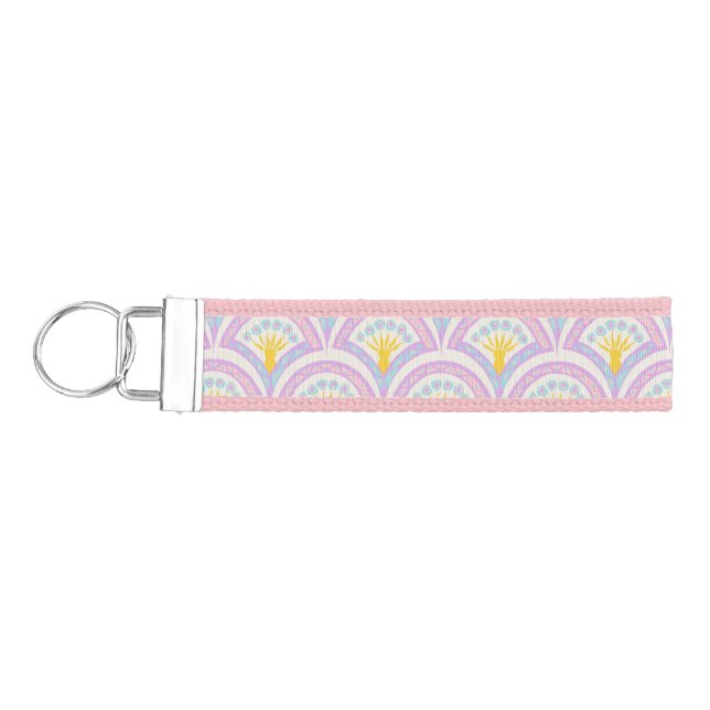 Pastel Scallop Pattern Wrist Keychain (Keys on Left)