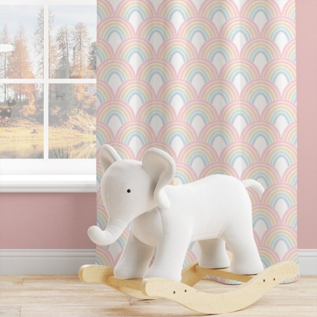 Pastel Scallop Rainbow Baby Girl Nursery Blackout Curtains (Creator Uploaded)